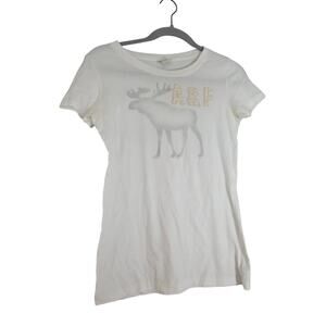 Y2K Moose Tee Abercrombie Fitch Women's Large White Tee Vintage Soft Girl Shirt